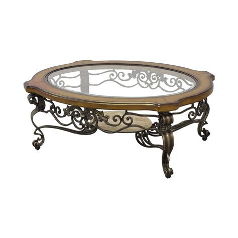 Thomasville dining table designs, with description: 86% OFF - Thomasville Thomasville Style Oval Coffee Table ...