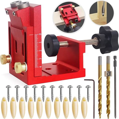 Hfm Pocket Hole Jig Kit Adjustable Woodworking Tools Pocket Dowel Hole Jig System Set Wood