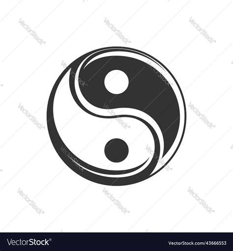 Yin Yang Isolated Buddhism Symbol Dark And Bright Vector Image