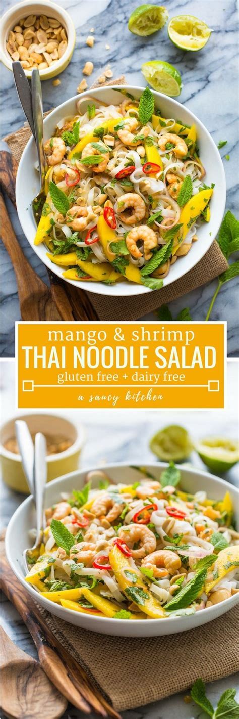 Raw shrimp papaya salad and tom yum goong. Mango & Shrimp Thai Noodle Salad | Recipe | Best grilled ...