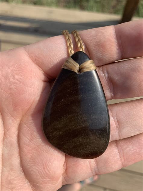 Gold Sheen Obsidian Adjustable Necklace Etsy