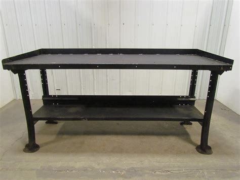 Vintage Industrial Steel 4 Leg Workbench Table 72x28x34 Height Black