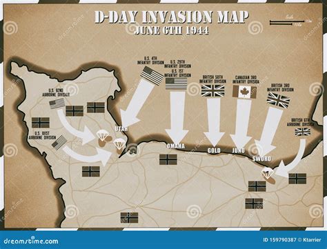 D Day Invasion Map Of Normandy France Allies Invaded German Occupied