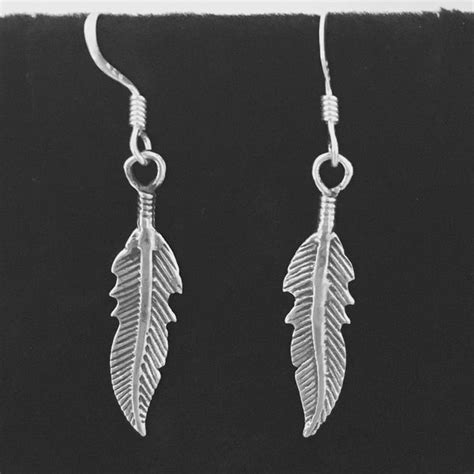 Sterling Silver Dangle Feather Earrings Religious Earrings Silver Ea Indigo And Jade