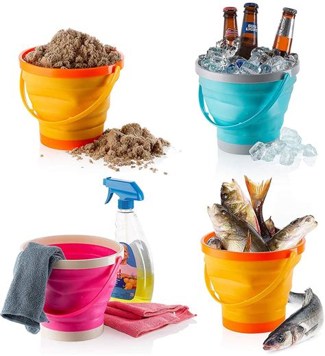 Top Race Foldable 10 Inch Pail Buckets Silicone Collapsible Buckets ...