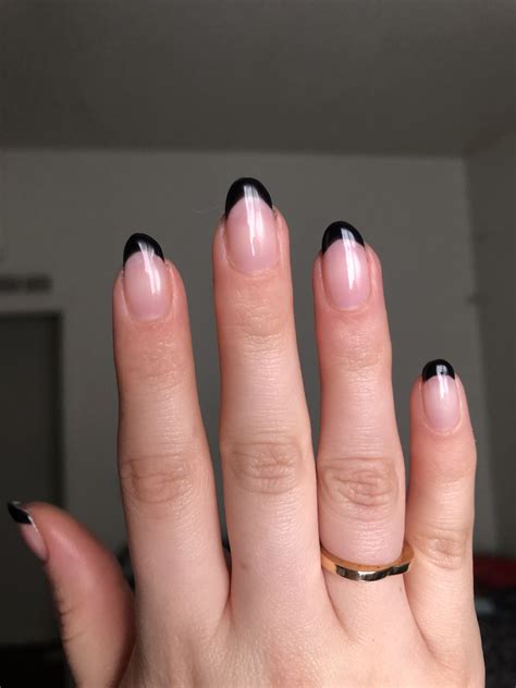 Black French Tip Almond Nails Pretty Acrylic Nails Dream Nails Cute