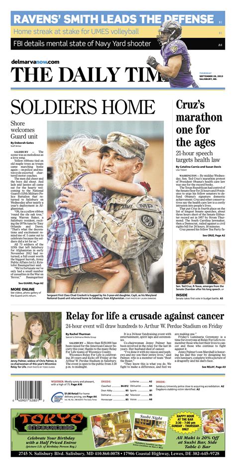Salisbury, Md. Daily Times newspaper for Sept. 26, 2013 | Delaware