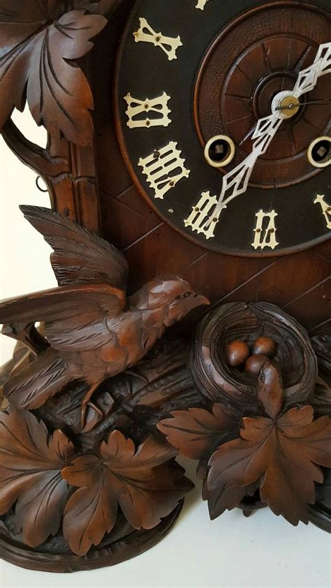 Rare Unusual Mantle Cuckoo Clock Circa 1880s Absolutely Stunning Black