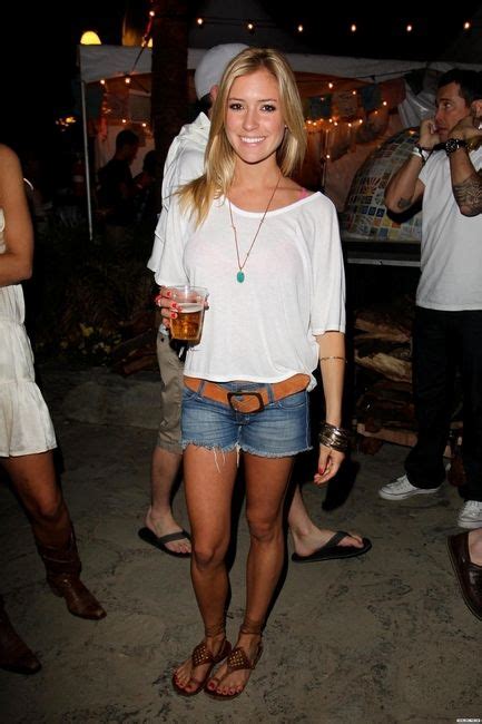 Kristin Cavallari In Cut Off Jean Shorts Loose White T Shirt And