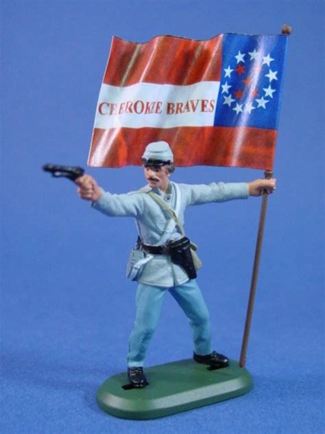 Britains Deetail Confederate Toy Soldiers Csa Cherokee Braves Flag Bearer