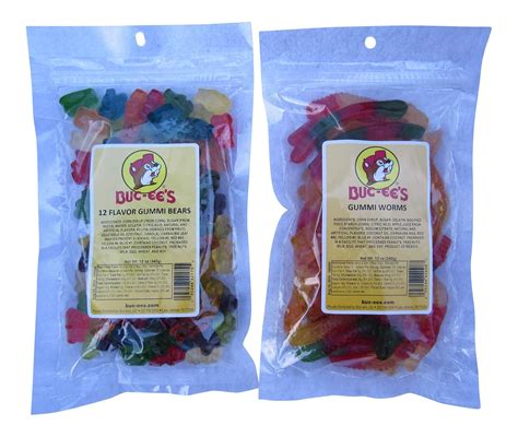 Buy Buc Ees Gummi Bundle 12 Flavor Gummi Bears And Gummi Worms In Resealable Bags One Bag