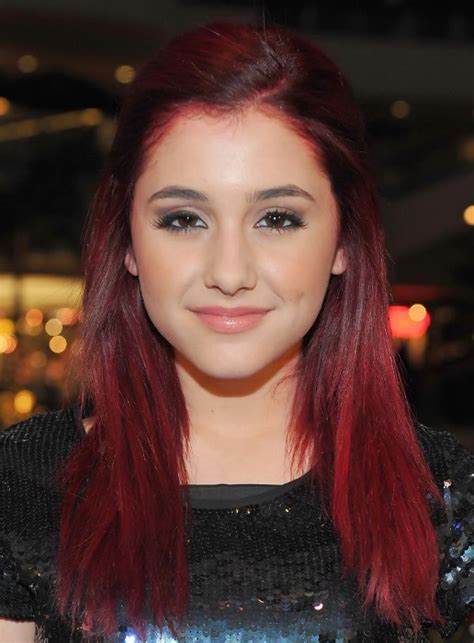 Ariana Grande Red Half Up Half Down Hairstyle For Long Straight Hair