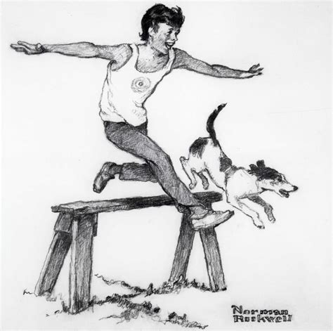 Norman rockwell, family prayer drawing. "Future Olympic Star," Norman Rockwell, 1976. Pencil on ...
