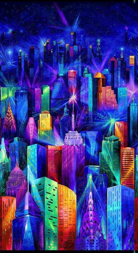 See The New York City Skyline In Brilliant Rainbow Color Including The