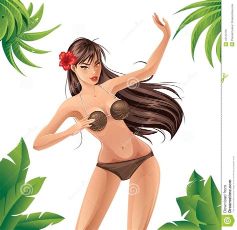 Coconut Bikini Girl Cartoon Vector Cartoondealer My Xxx Hot Girl