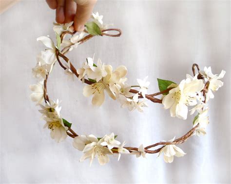 Ivory Wedding Head Piece Bo Peep Rustic Chic Flower Head Wreath