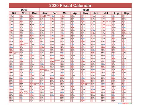 Fiscal Year Calendar 2020 Template Nofiscal20y36