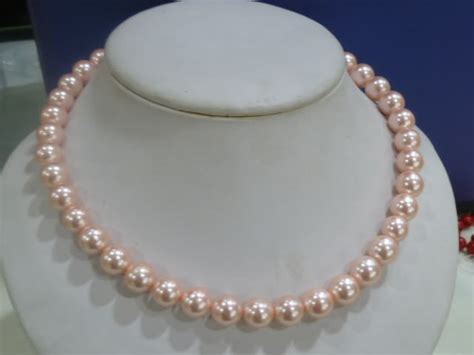 10x10 Jewerly Freeshipping 10mm Pink Round Shell Pearls Necklace Aaa 18