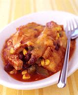 Season the chicken with adobo (or salt), garlic powder and cumin then place in the slow cooker and top with salsa. Chicken Black Bean and Corn Enchilada Casserole
