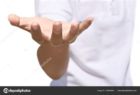 Male Hand Open Palm Isolated White Background — Stock