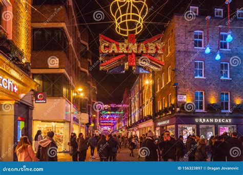 Carnaby Street London Christmas Lights Display Editorial Photography