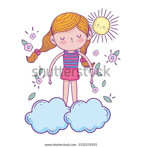 Little Girl Clouds Stock Vector Royalty Free 1332535925 Shutterstock