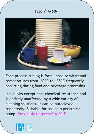 Tygon A 60 FFood Process Tubing Is Formulated To Withstand
