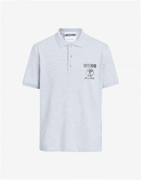 Moschino Double Question Mark Logo Polo Shirt In White Modesens
