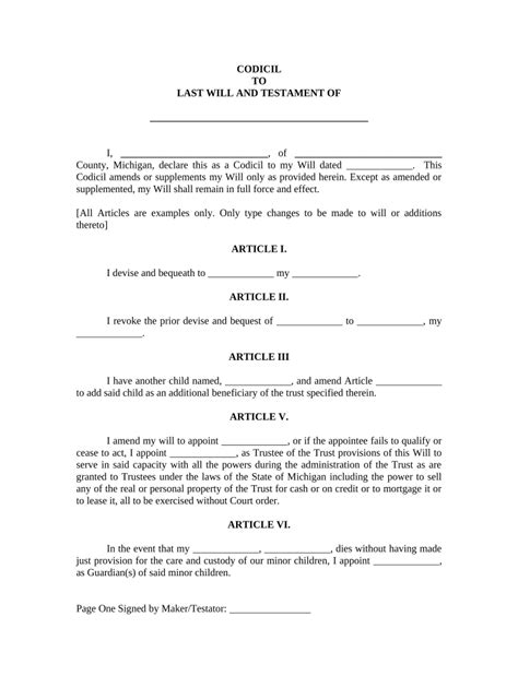 Michigan Will Form Fill Out And Sign Printable Pdf Template