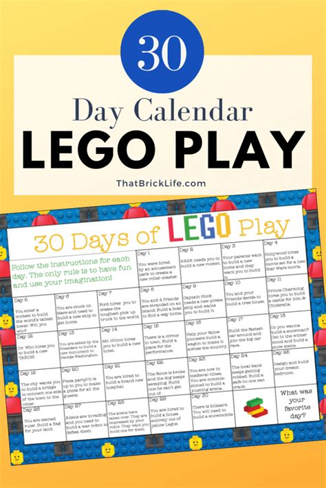 Lego Challenge 30 Days Of Play Calendar That Brick Life