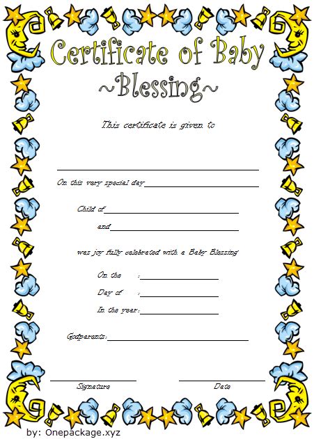 Free Baby Blessing Certificate Template 4 In 2020 Free Baby Stuff
