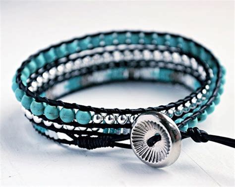 Armband Türkis Wrap Leder schwarz Freundschaft von Gomeow