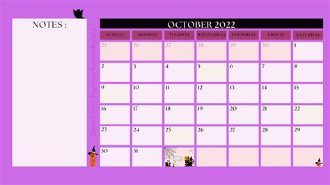 Printable October 2022 Spooky Calendar Etsy