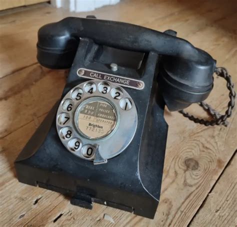 Vintage Bakelite Telephone Gpo 312f Brighton Rotary Dial Phone