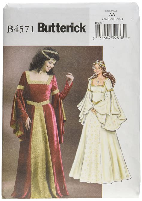 Buy Butterick B4571 Women S Medieval Dress Renaissance Fair Costume Sewing Pattern Sizes 6 12