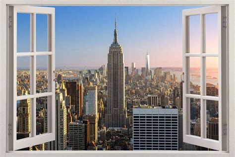 New York City Skyline Ny 3d Window View Decal Wall Sticker