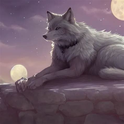 Depressed Furry Sitting Down Wolf Full Moon Stable Diffusion