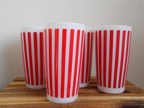 Items Similar To Vintage Hazel Atlas Red Striped Drinking Glasses On Etsy