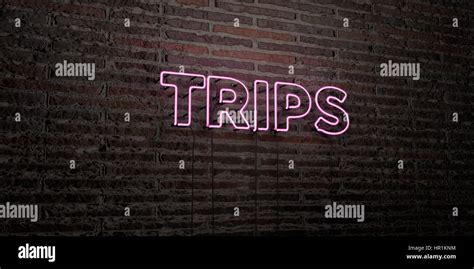 Trips Realistic Neon Sign On Brick Wall Background 3d Rendered Royalty Free Stock Image Can