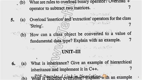 Mca Nd Sem Old Object Oriented Programming Using C Question Paper