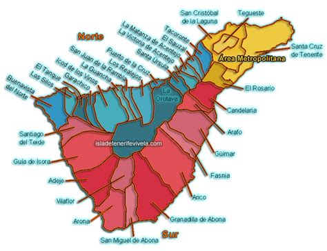 Situación En El Mapa De Los Municipios De Tenerife Isla De Tenerife