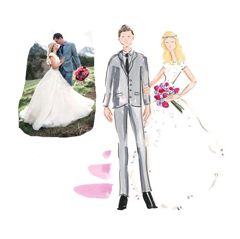 Custom Fashion Illustration - Bride and Groom Portrait - Wedding Couple ...
