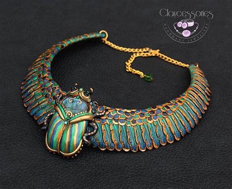 Egyptian Necklace Scarab Necklace Beetle Necklace Statement Necklace