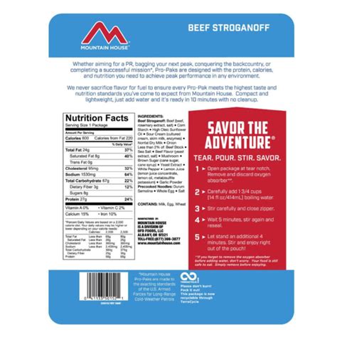 Mountain House Pro Pack Beef Stroganoff Military Meals