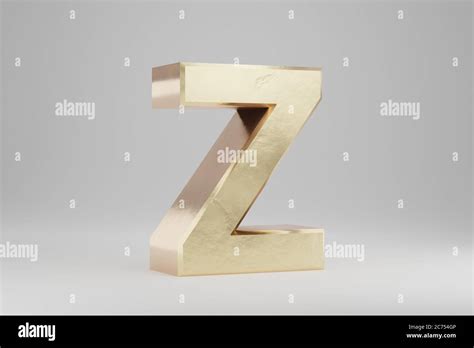 Gold 3d Letter Z Uppercase Golden Letter Isolated On White Background
