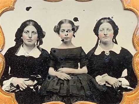 Three Pretty Sisters C1855 6th Plate Ambrotype Photo Pre Civil War