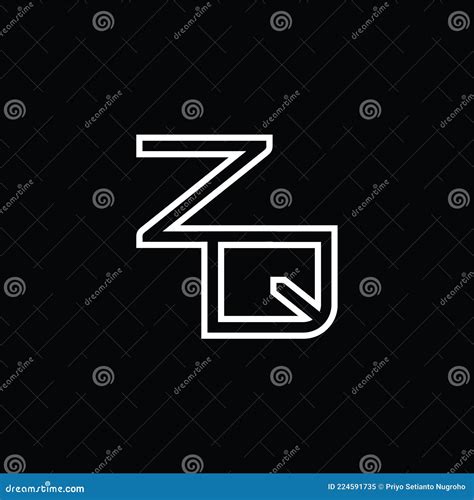 Zq Logo Monogram With Line Style Design Template Stock Vector