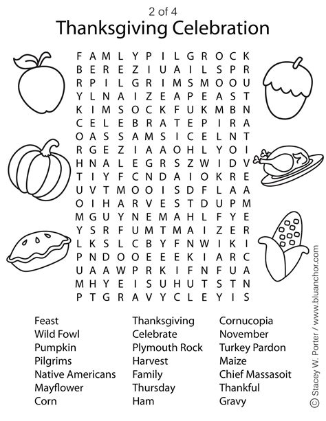 Blu Anchor Free Thanksgiving Printable Wordfind Activity Sheet 2 Of 4