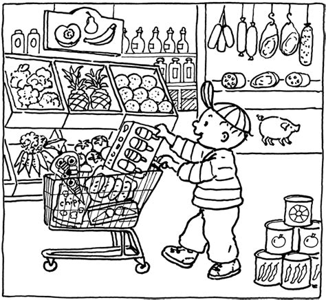 Kids Coloring Page Grocery Store In 2020 Coloring Page Coloring For
