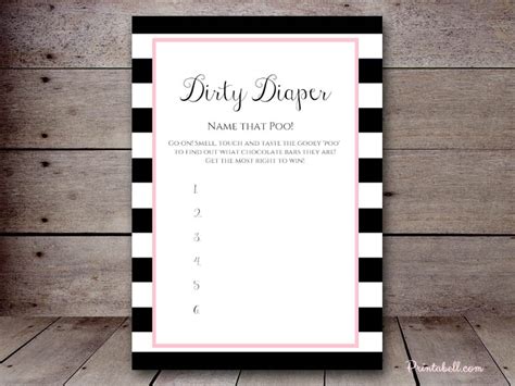 Games can range from simple to elaborate and familiar to completely unique. Dirty Diaper - Printabell • Create